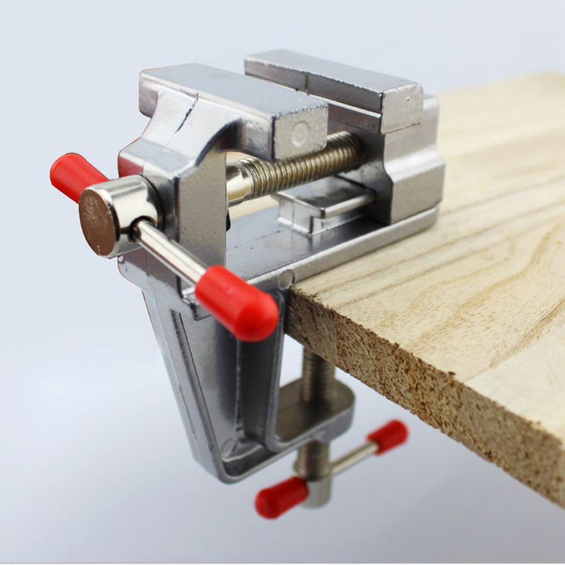 Woodworking Bench Vise - 1 ชิ้น คีมจับชิ้นงานขนาดเล็กพร้อมขากรรไกรอะลูมิเนียมขนาด 3.5 นิ้ว -