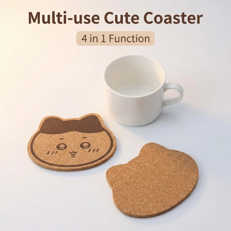 Woodworking Ideas - แผ่นรองแก้วไม้ลายการ์ตูน Chiikawa น่ารัก กันลื่น ทนความร้อน ใช้ตกแต่งโต๊ะบ้าน