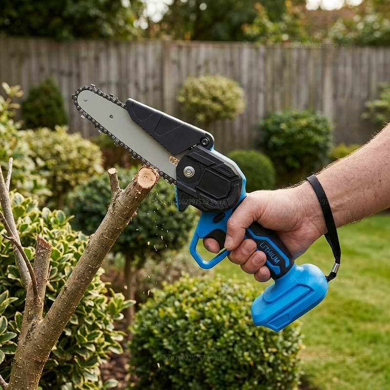 Woodworking Yard Projects - เลื่อยไฟฟ้าไร้สายขนาด 6 นิ้วแบบชาร์จไฟได้ เครื่องมือตัดไม้สำหรับงานตัดต้นไม้ในสวนและงาน DIY