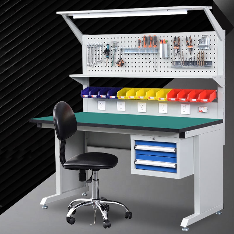 Workbench Woodworking - โต๊ะทำงานป้องกันไฟฟ้าสถิตแบบปรับได้ ทำจากเหล็กแผ่นรีดเย็น สำหรับงานอิเล็กทรอนิกส์และงานไม้