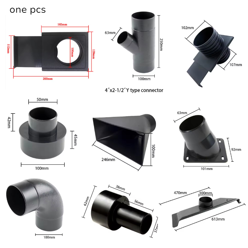 Woodworking Vacuum System - ชุดอุปกรณ์เก็บฝุ่นงานไม้สำหรับระบบดูดฝุ่นอุตสาหกรรม ข้อต่อ PVC แบบข้อศอก ข้อต่อแบบสามทาง ข้อต่อแบบลดขนาด
