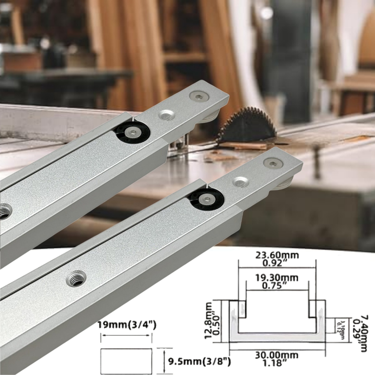 Woodworking Plans - ชุดรางอลูมิเนียมอัลลอยด์แบบ T-track พร้อมรางเลื่อนสำหรับเลื่อยวงเดือน พร้อมไม้บรรทัดวัดมุม สำหรับงานไม้ สีเงิน