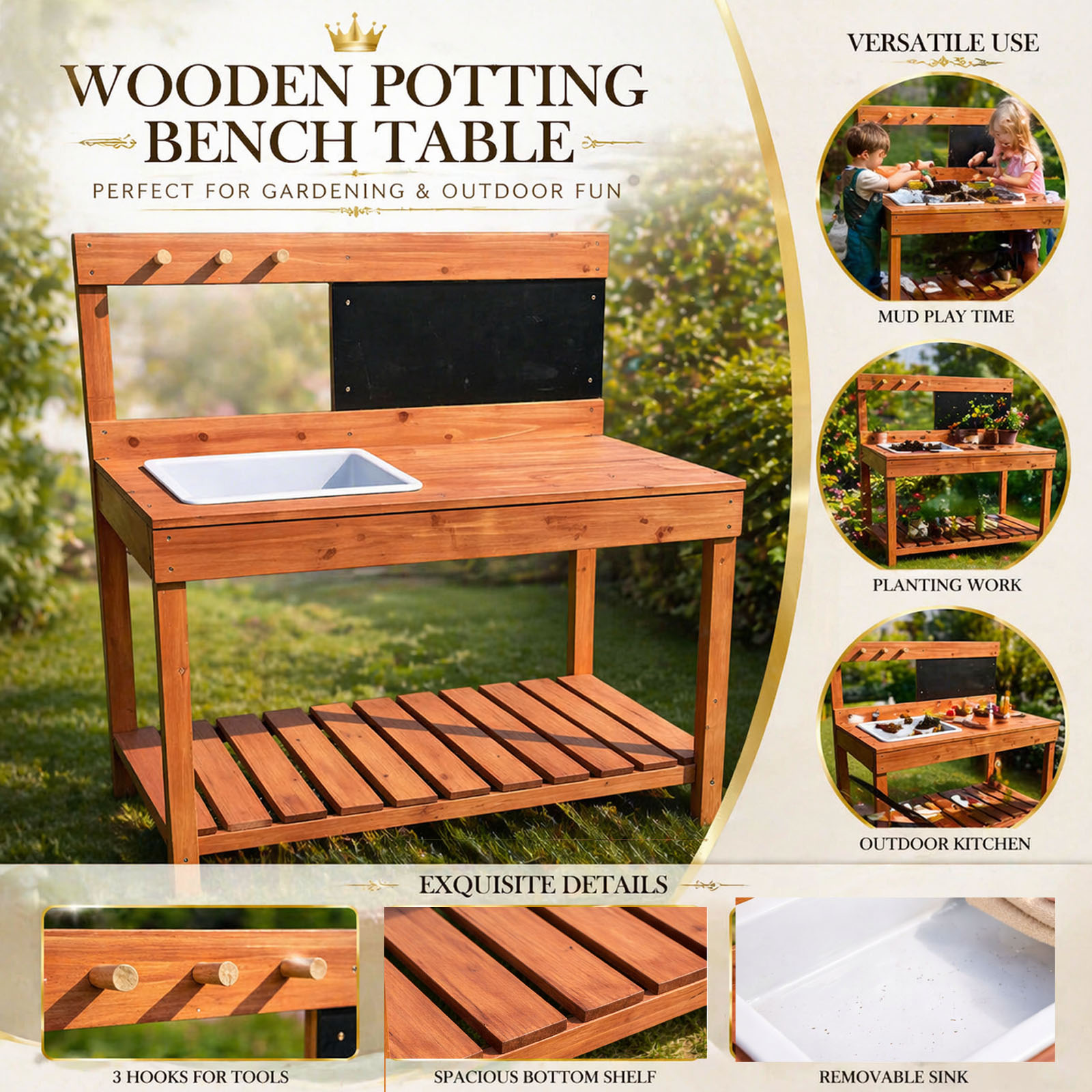 โต๊ะปลูกต้นไม้ไม้สำหรับเด็ก ใช - Workbench Woodworking บทวิจารณ์และราคา