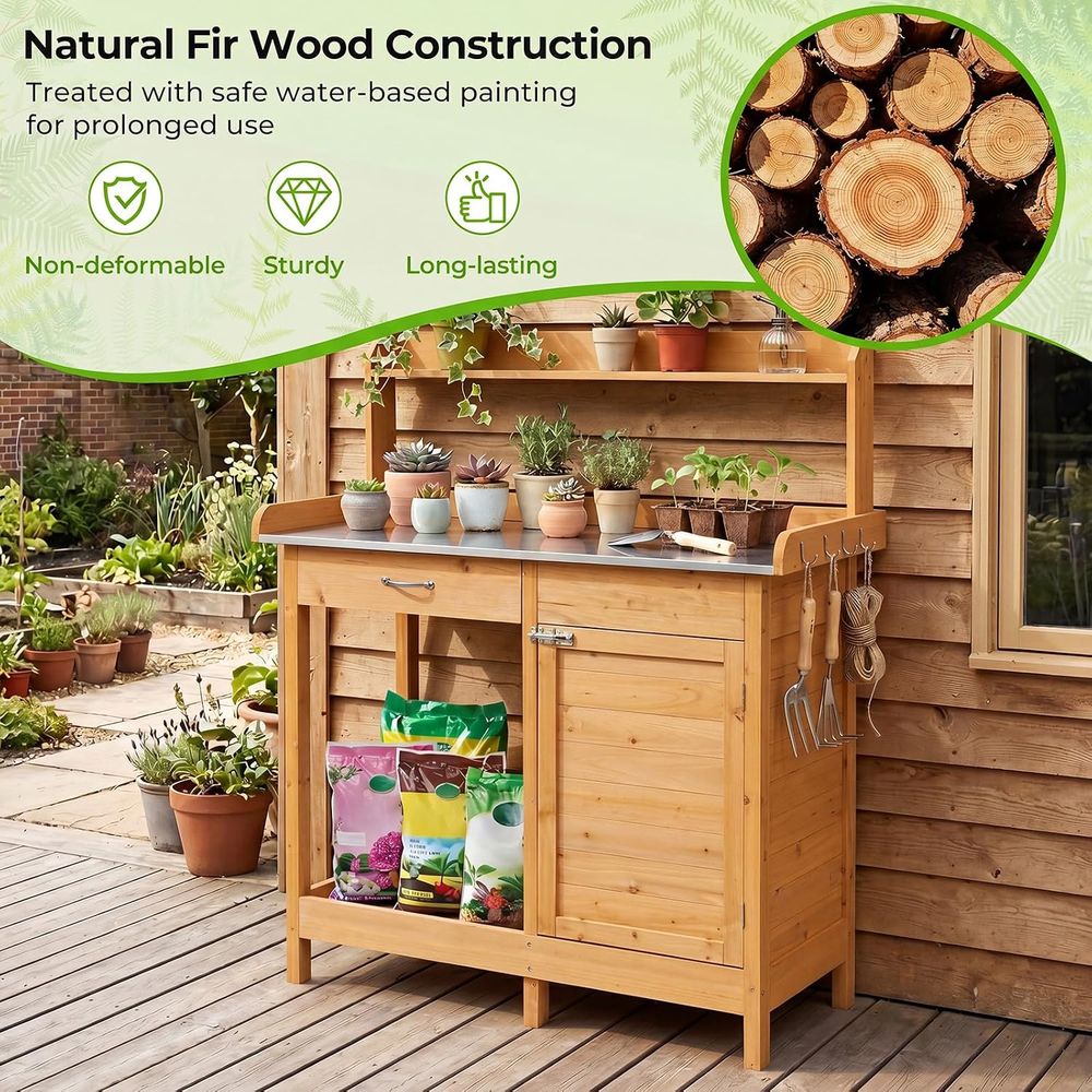 โต๊ะทำงานในสวนกลางแจ้งพร้อมตู้ - Workbench Woodworking บทวิจารณ์และราคา